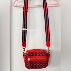 EUC Red and Navy Woven Crossbody Bag
